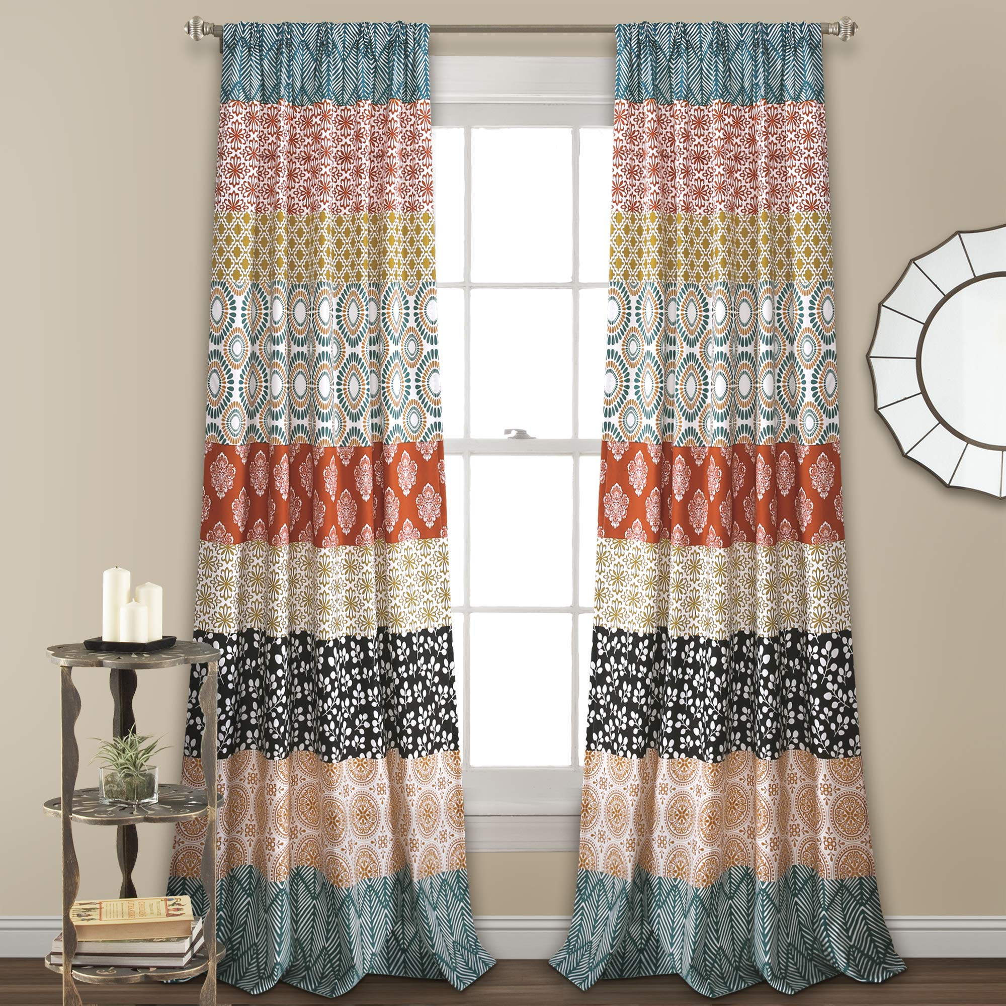 Lush Decor 16T003316, Turquoise and Orange Lush Decor Bohemian Stripe Window Curtain Colorful Bol... | Amazon (US)