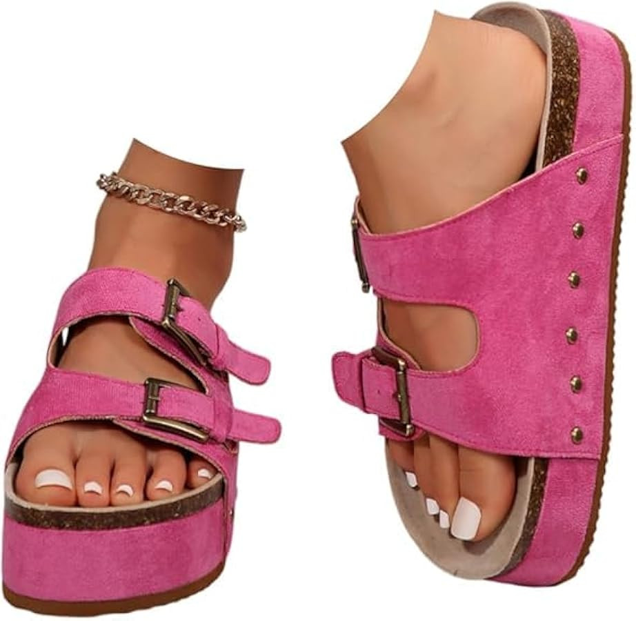 Women's Platform Clogs Sandals Buckle Adjustable Open Toe Chunky Platform Wedge Sandals Wide Widt... | Amazon (US)