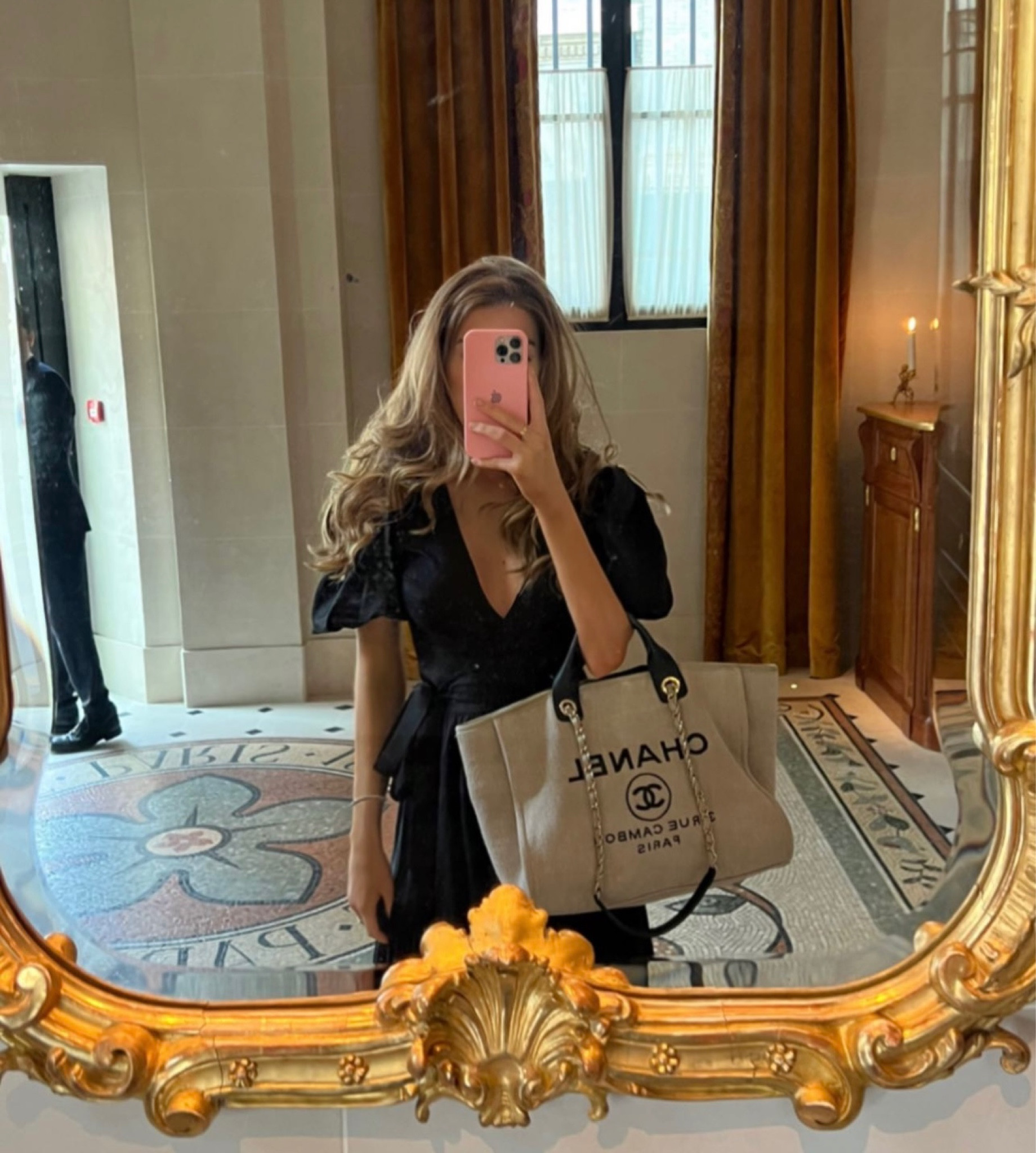 Black puff sleeve dress, summer outfit, Chanel bag, day bag, transitional style, tote bag, neutral outfit, mirror selfie, exploring outfit, holiday style, summer inspo, neutrals, European summer 

#LTKeurope #LTKSeasonal #LTKstyletip