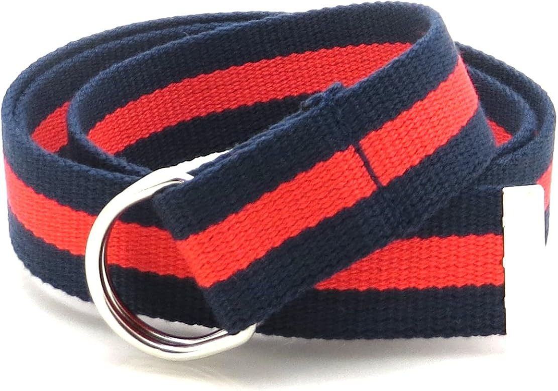 Canvas Web Belt D-Ring Buckle 1.25" Wide Metal Tip Multi-Color | Amazon (US)
