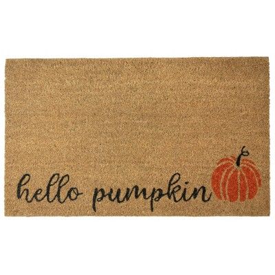 Northlight Natural Coir "Hello Pumpkin" Autumn Harvest Doormat 18" x 30" | Target