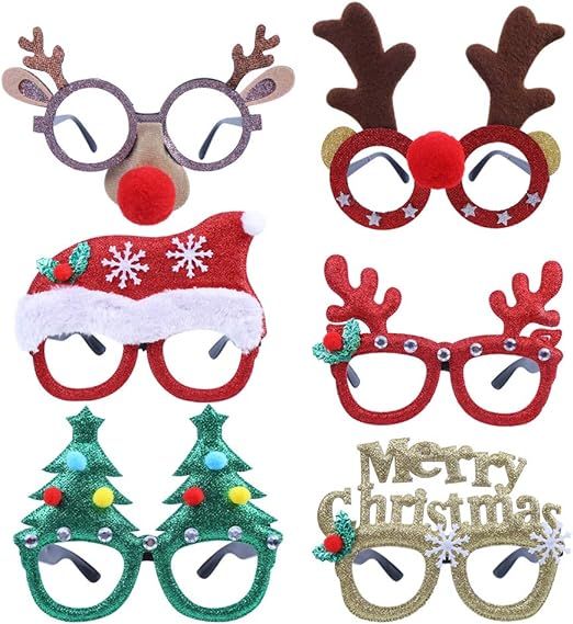 Amazon.com: CCINEE 6pcs Merry Christmas Glasses Frames Costume Eyeglasses without Lenses for Kids... | Amazon (US)