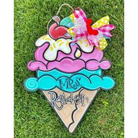 Teacher Door Signice Cream Cone Hangerback To School Door Hanger | Etsy (US)