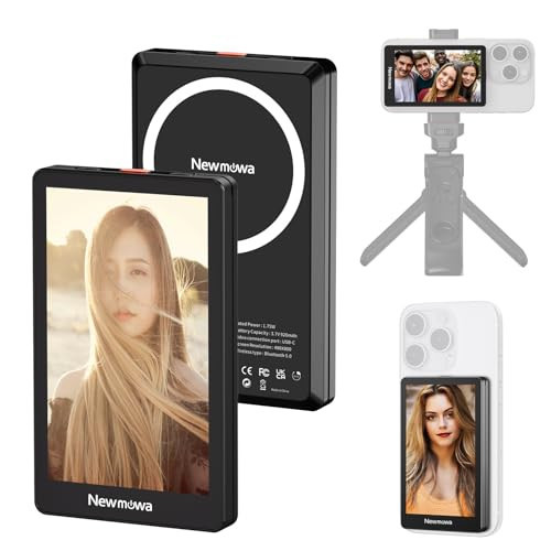 Newmowa Black Magnetic Phone Vlog Selfie Monitor Screen, 1080P Wireless Recording, Using Phone Rear Camera for Selfie Vlog Live Stream TikTok, Compatible with iPhone(Support 4K 30fps Wired Recording) | Amazon (US)