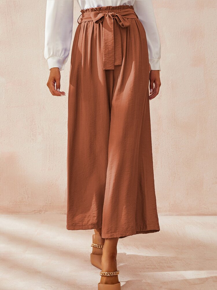 Self Tie Wide Leg Pants | SHEIN