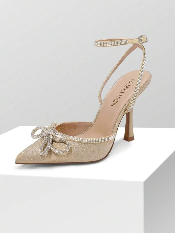 Women's Rhinestone Ankle Strap High Heels Destiny Closed Toe Strappy Heels Sexy  Pumps Wedding Br... | SHEIN