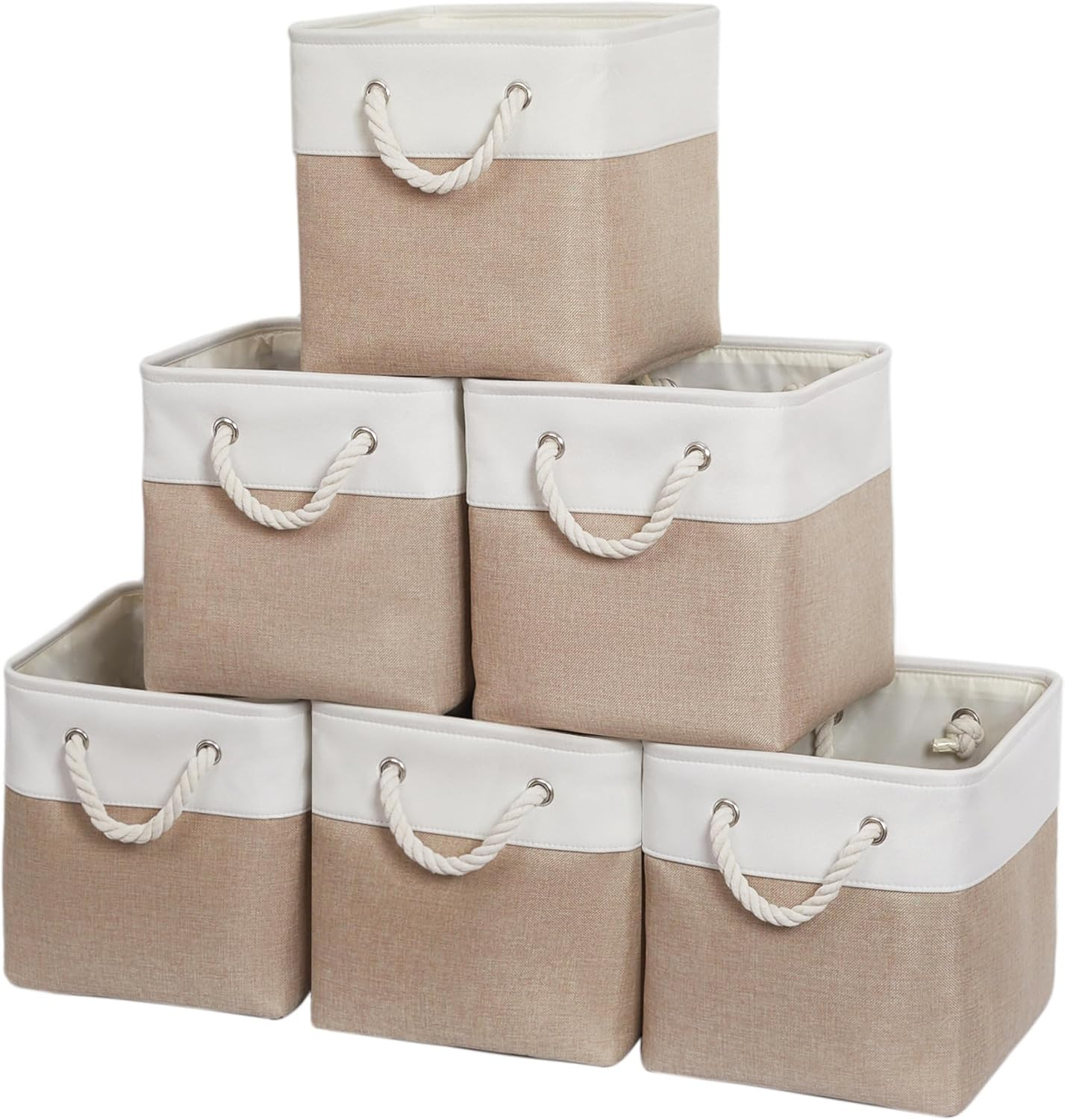 11 Inch 6 Pack Cube Storage Bins with Handles | Amazon (US)