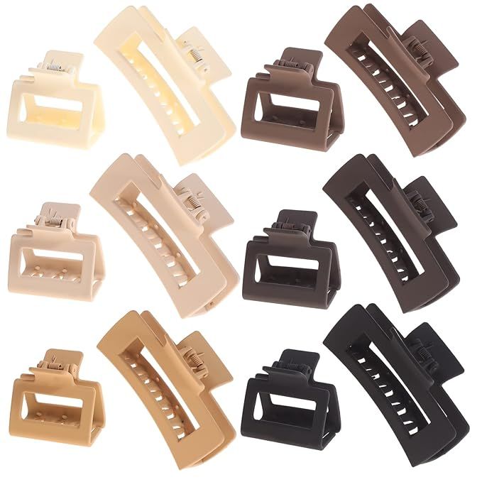 Alemaky 12 Pack Square Claw Clips, Big and Small Neutral Rectangle Hair Non-slip Matte Large Clip... | Amazon (US)
