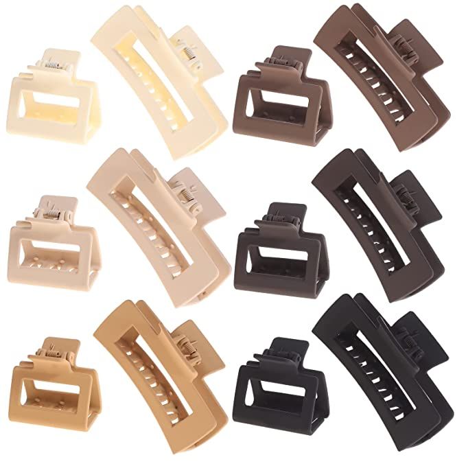 12 Pack Square Claw Clips, Big and Small Neutral Rectangle Hair Non-slip Matte Large Clips for Wo... | Amazon (US)
