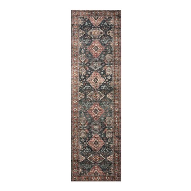 Blue and Rust Distressed Persian Style Skye Area Rug | World Market
