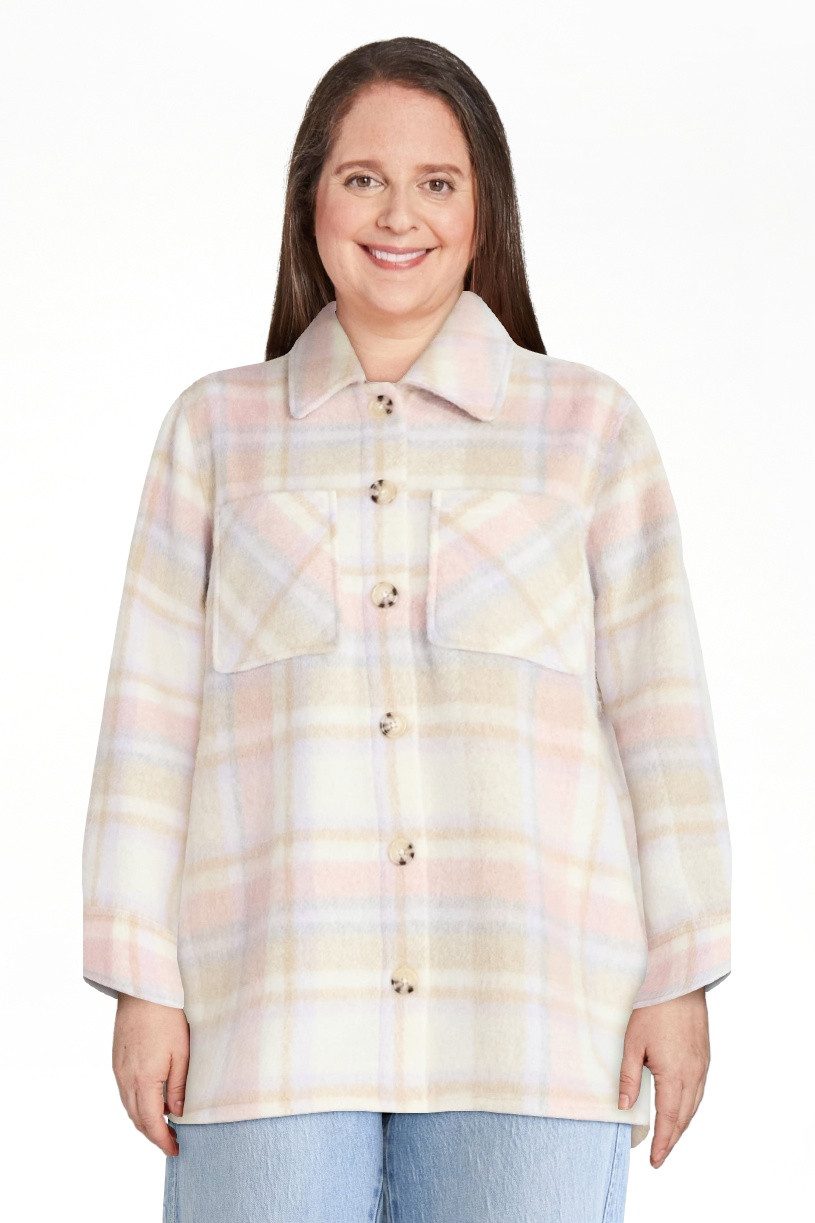 Time and Tru Women's Brushed Plaid Shacket, Sizes XS-XXXL | Walmart (US)