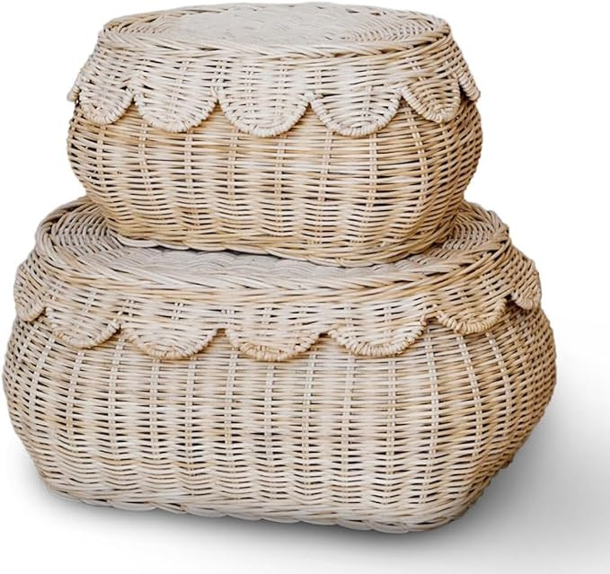 BEBE BASK The Original Scalloped Basket Set Of 2 – Small Scallop Basket - 15 x 10 x 6 In - Hand... | Amazon (CA)