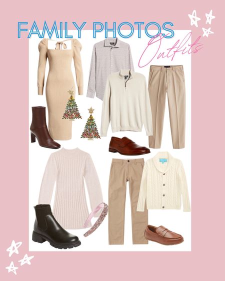 family photos outfit / family pictures/ family style / family holiday photos / mom dress / brown booties / christmas earrings / dads outfit / little girls outfit / little boys outfit 

#LTKfamily #LTKHoliday #LTKSeasonal