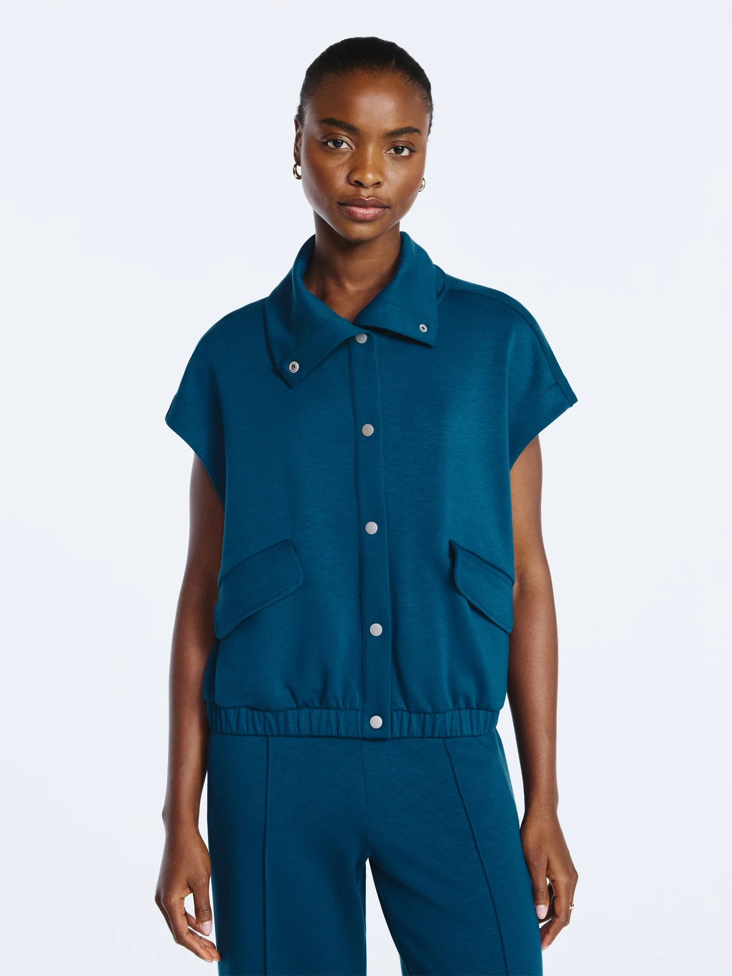 Scoop Women's and Women's Plus New Scubaknit Snap Vest, Sizes XS-4X | Walmart (US)