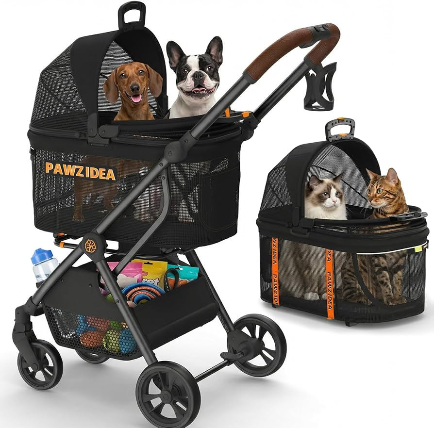 PAWZIDEA Pet Stroller 4 in 1, Foldable Cat Stroller with Detachable Carrier for Small Medium Dogs... | Amazon (US)