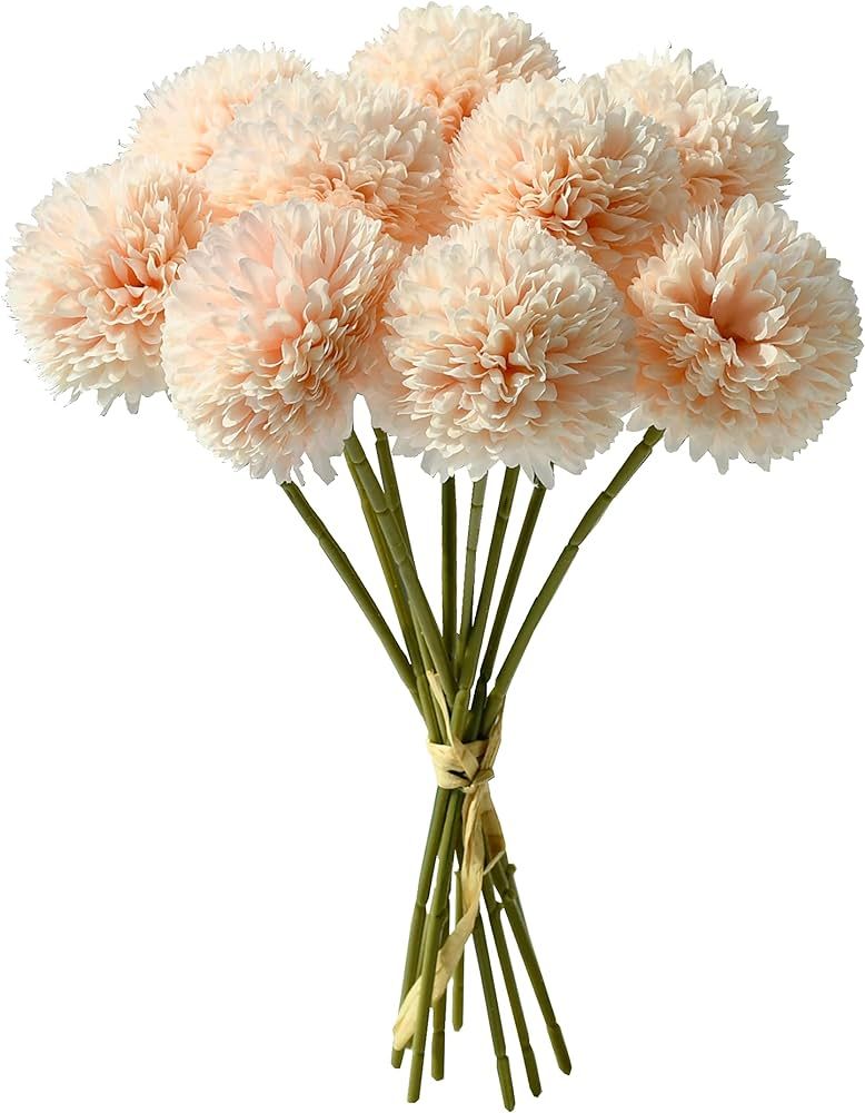 Mandy's 10pcs Pink Flowers Artificial Chrysanthemum Ball Silk Flowers Silk Flowers 12" for Home K... | Amazon (US)