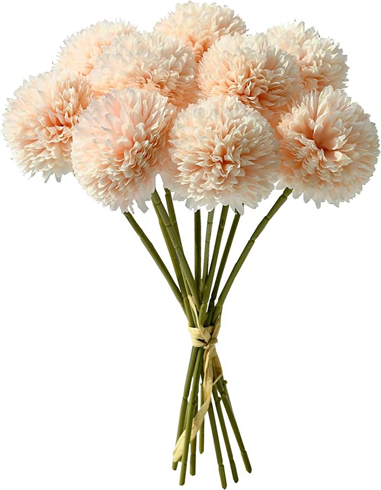 Mandy's 10pcs Pink Flowers Artificial Chrysanthemum Ball Silk Flowers Silk Flowers 12" for Home Kitc | Amazon (US)
