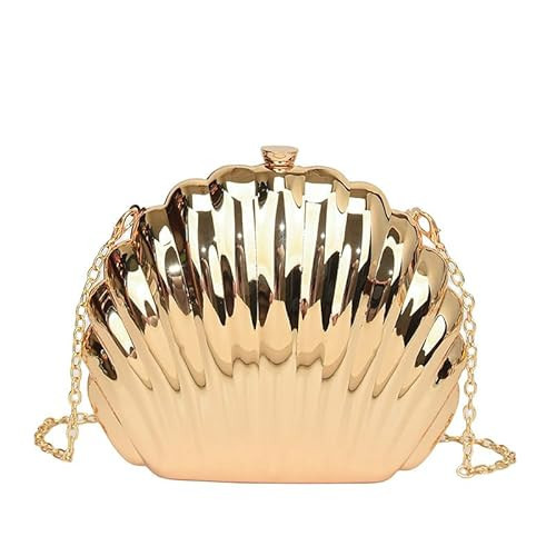 Women Seashell Evening Bag Clutch Shell Handbag Purse Metal Chain Crossbody Chain Strap Clutch for Party Wedding Purses | Amazon (US)