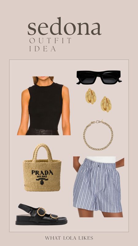 Outfit inspo for our summer trip to Sedona. I’m loving the boxer trend and wanted to put together something more elevated with a fitted tank and black sunglasses. 

Elevated basics, classic style, boxer trends, summer outfit ideas, summer vacation outfits 

#LTKFindsUnder100 #LTKTravel #LTKFindsUnder50