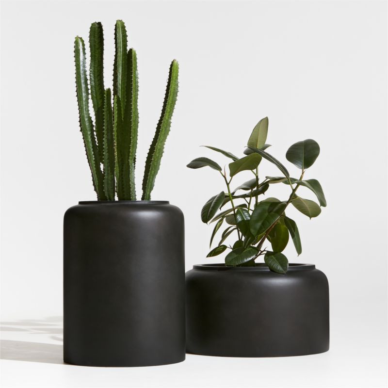 Modern Crock Black Planters | Crate & Barrel | Crate & Barrel
