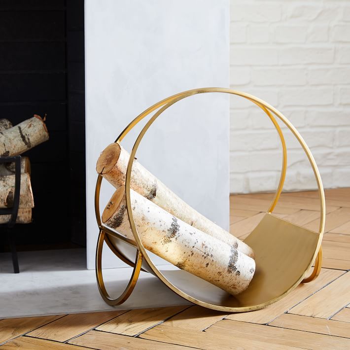 Graphic Metal Fireplace Firewood Holder | West Elm (US)