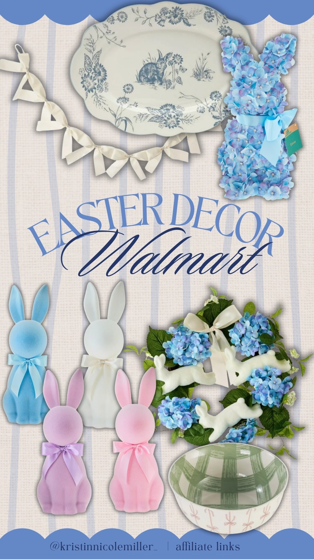 Cute new Easter decorations from Walmart!! 

Seasonal bunnies flocked hydrangeas blue wreath bows hosting home indoor 

#LTKSeasonal #LTKHome