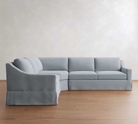 York Slope Arm Slipcovered 3-Piece L-Shaped Wedge Sleeper Sectional (117") | Pottery Barn (US)