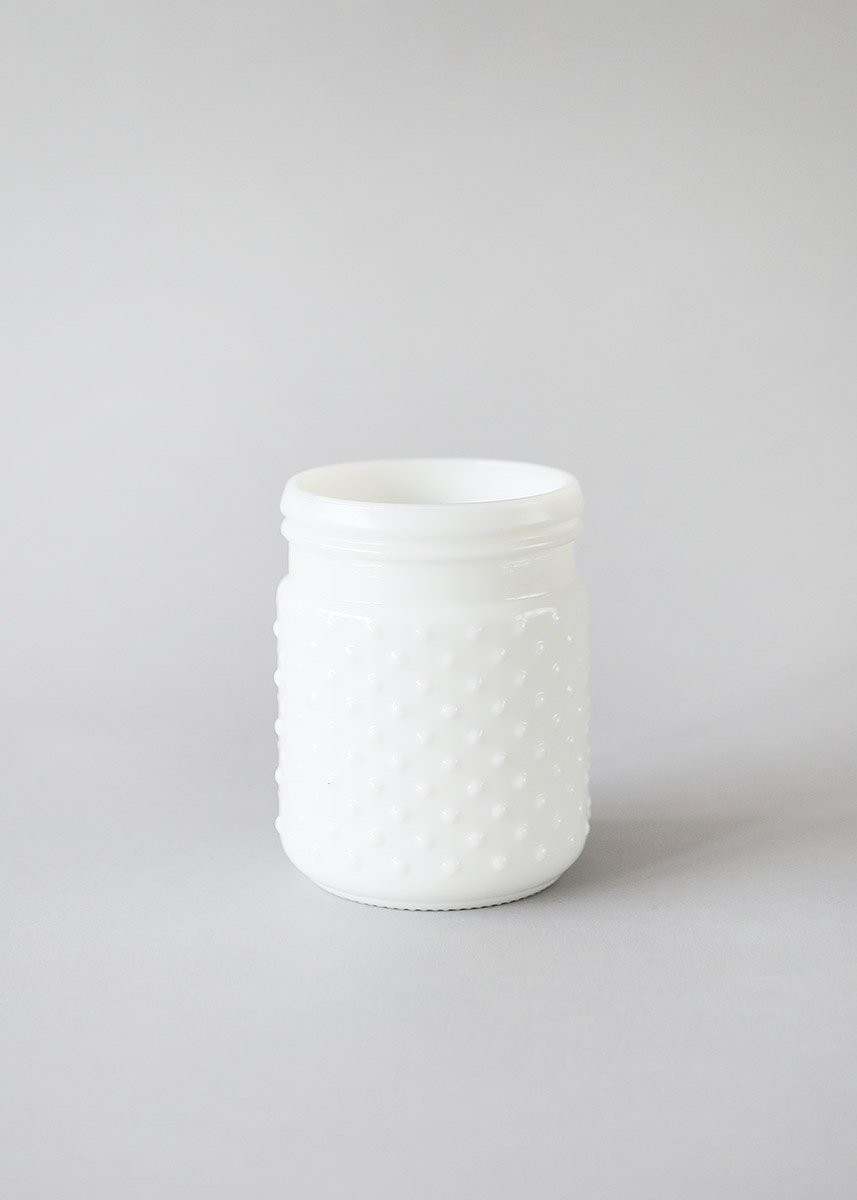 White Glass Hobnail Jar - 5" Tall | Afloral (US)