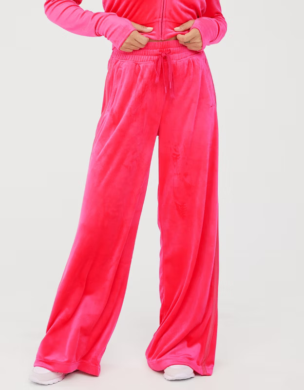OFFLINE By Aerie Bright Lights Velour Wide Leg Pant | Aerie