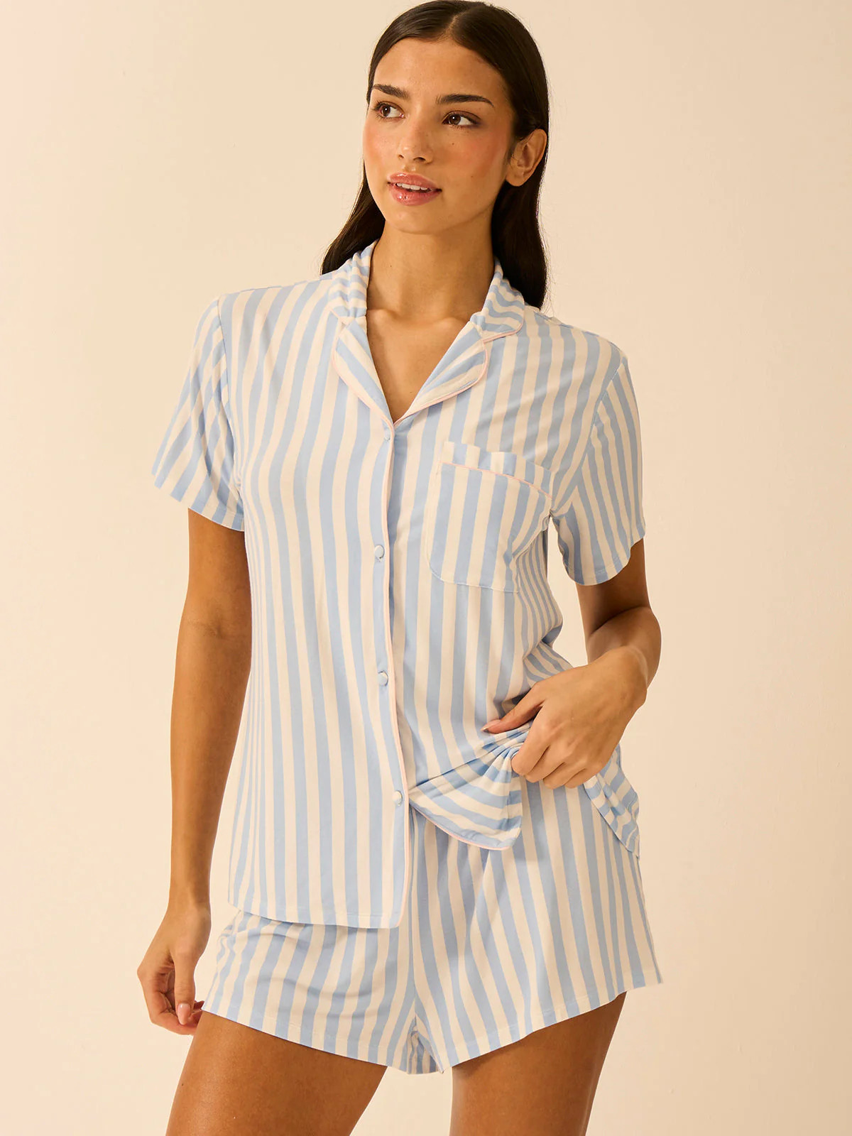 Short Pajama Set - Serenity Stripe | Sustainable TENCEL™ | Stripe and Stare