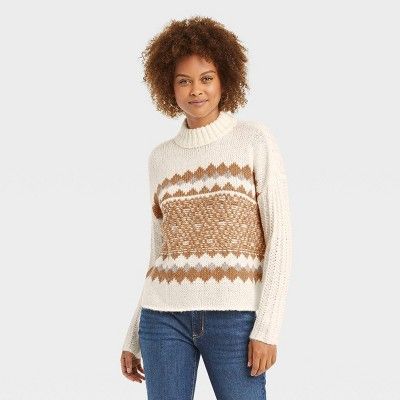 Women's Mock Turtleneck Fairisle Pullover Sweater - Knox Rose™ | Target