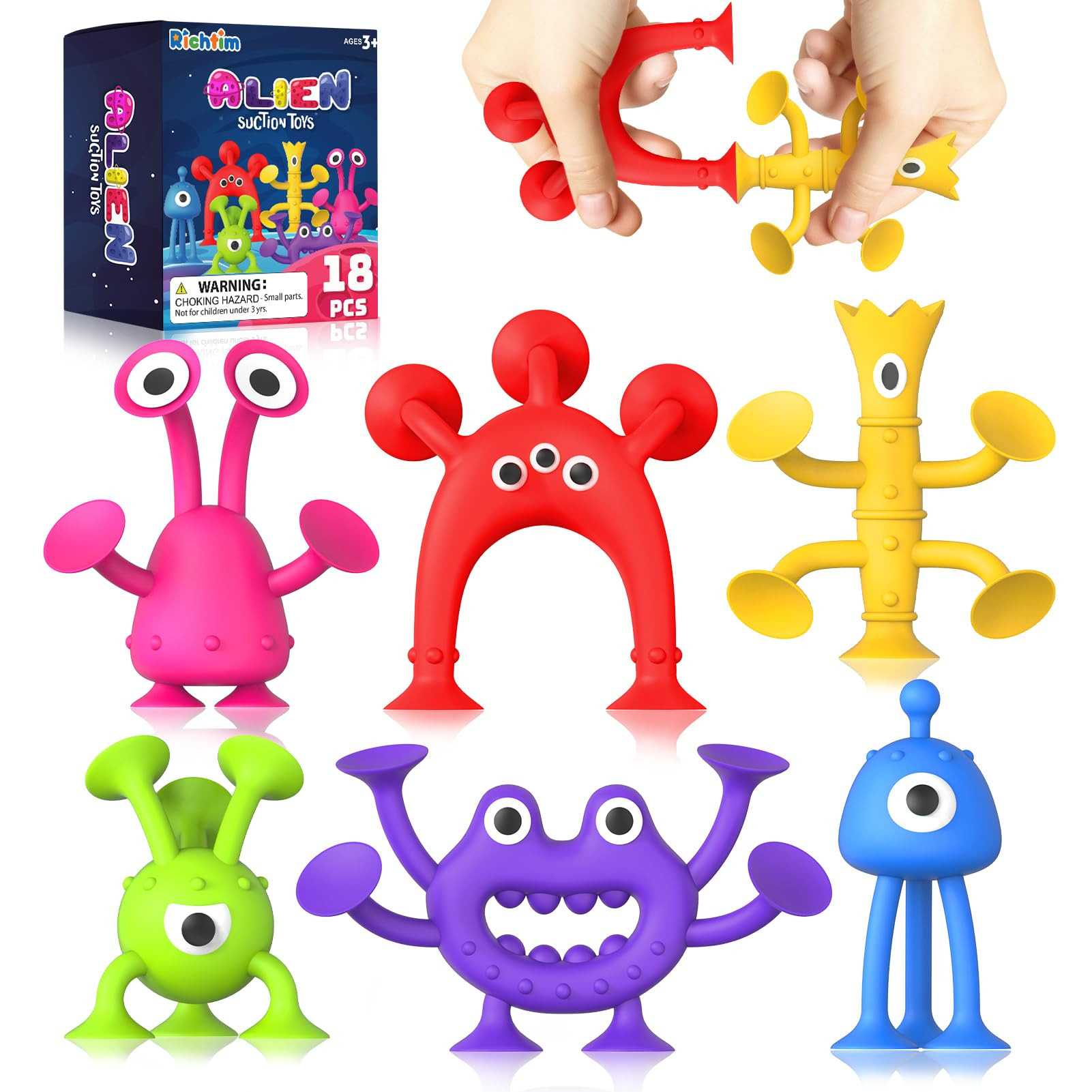 Suction Toy Toddler Bath Toys: No Hole Bath Toy for Boys Girls - 18PCS Sensory Fidget Toys for Ki... | Amazon (US)