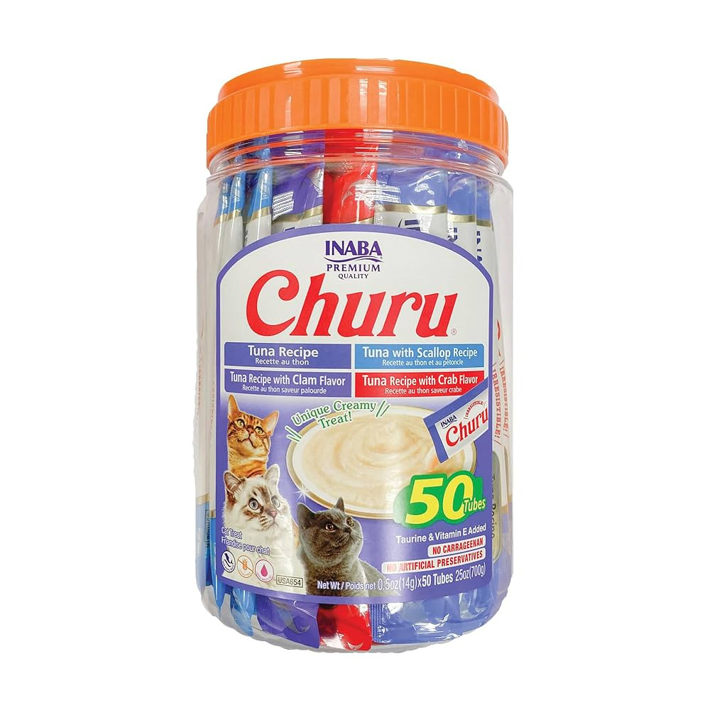 INABA Churu Cat Treats, Grain-Free, Lickable, Squeezable Creamy Purée Cat Treat/Topper with Vita... | Amazon (US)