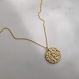 Gold Coin Necklace, Vintage Pendant Necklace, Gold Medallion Necklace, Angel Pendant Necklace, Gold  | Amazon (US)