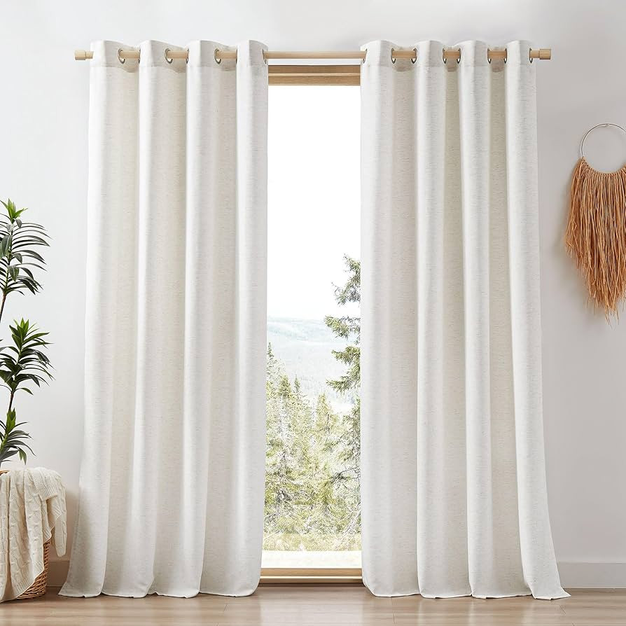 Beauoop Natural Linen Curtains 84 inch Long 2 Panels Set for Bedroom Living Room Farmhouse Textur... | Amazon (US)
