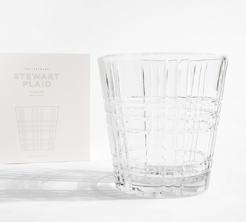 Stewart Plaid Glass Ice Bucket | Pottery Barn (US)