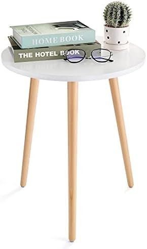 Haton Side Table, Round White Modern Home Decor Coffee Tea End Table for Living Room, Bedroom and... | Amazon (US)