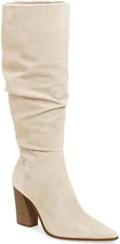 PiePieBuy Womens Faux Suede Knee High Boots Pointed Toe High Chunky Heel Side Zipper Party Dress ... | Amazon (US)