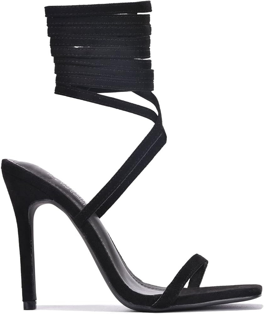 Amazon.com | Cape Robbin Diara Sexy Clear Stiletto High Heels for Women, Strappy Lace Up Shoes He... | Amazon (US)