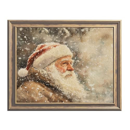 Vintage Christmas Tree Print, Pine Tree Vintage Print, Winter Holidays Wall Art, Farmhouse Christmas Poster, Botanical Winter Art, Christmas Tree Wall Decor, Unframed (8x10inch Print, Santa Claus) | Amazon (US)