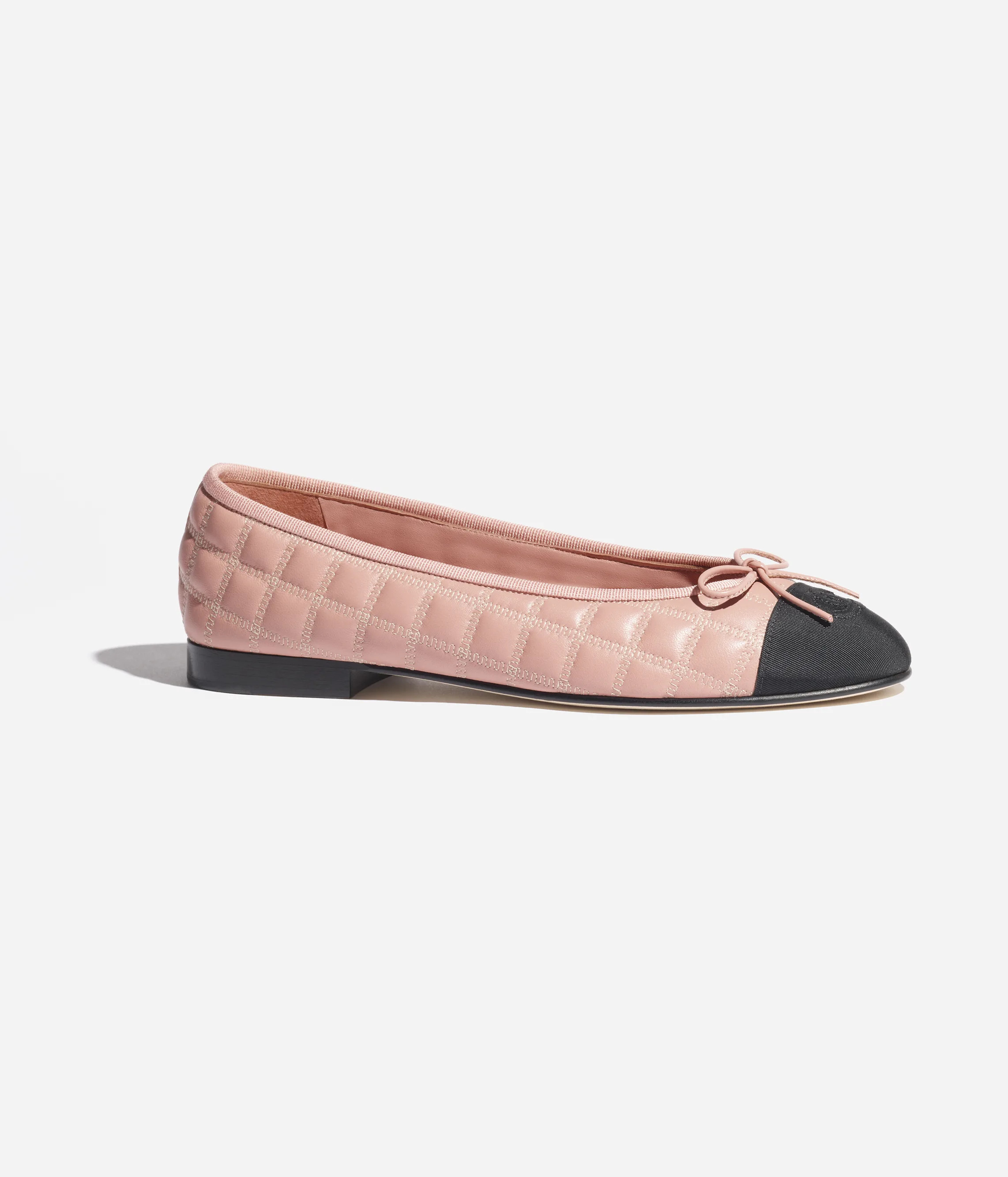 Ballet flats - Lambskin, embroidery & grosgrain, dark pink, beige & black — Fashion | CHANEL | Chanel, Inc. (US)