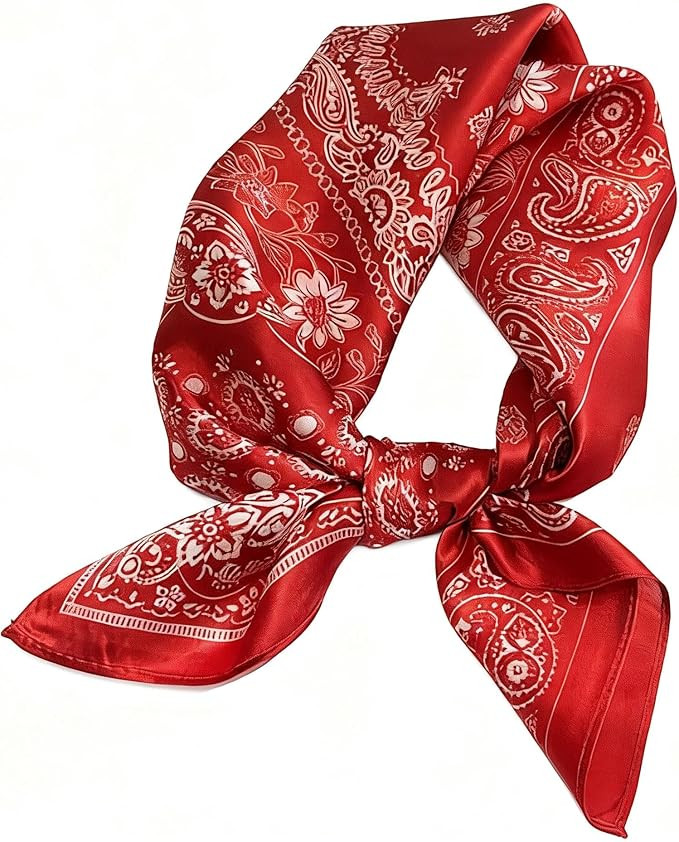 Fashion Silk Scarf for Women, Square Stain Head Scarf for Hair or Neck, Elegant Bag Purse Handle ... | Amazon (US)