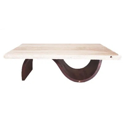 Modern Contemporary Wrought Iron Coffee Table with Chiseled Travertine Marble | Wayfair North America