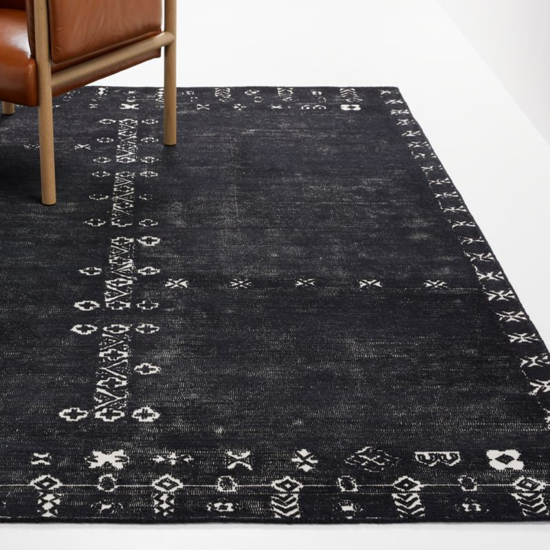 Erria Black Rugs | Crate and Barrel | Crate & Barrel