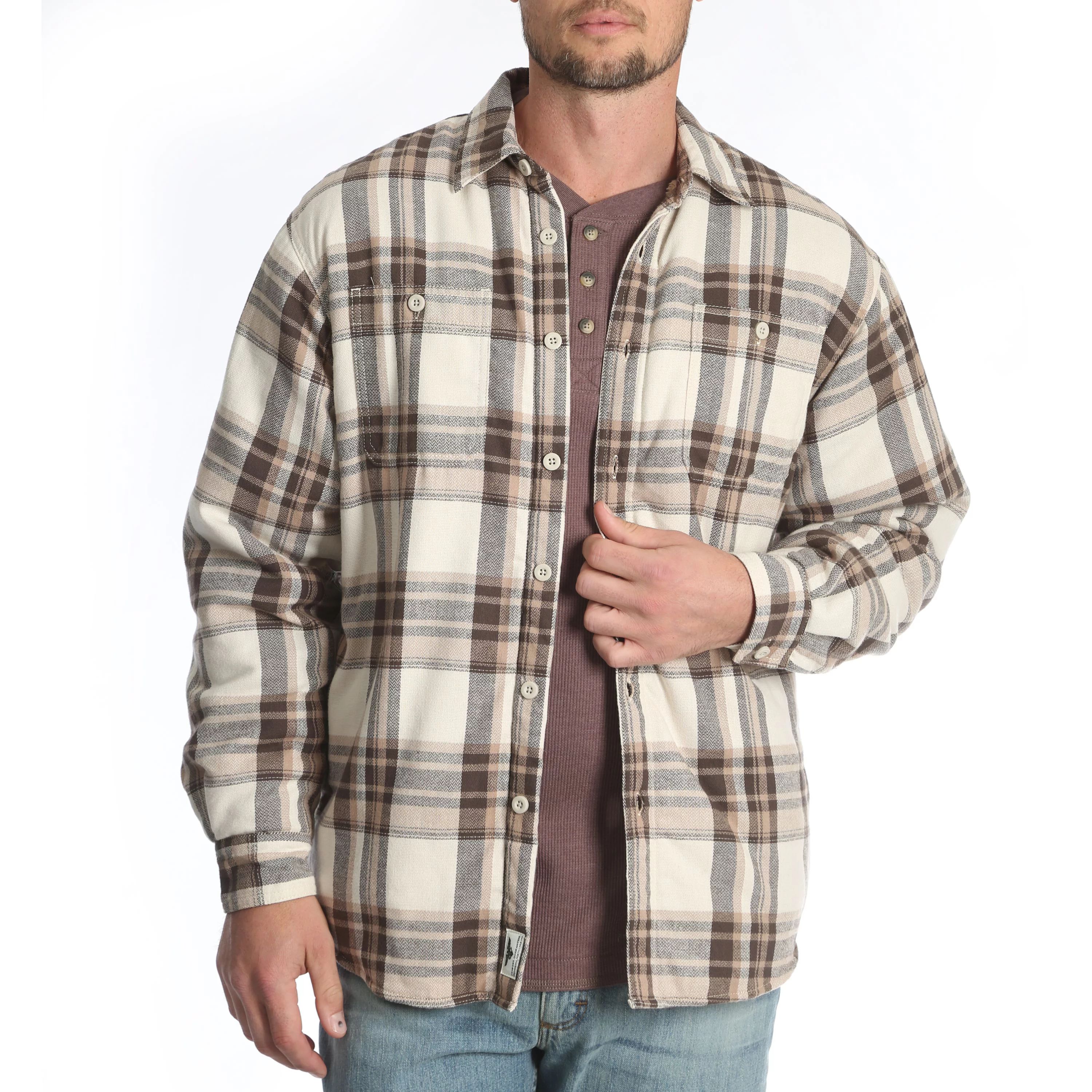 Wrangler Men's and Big Men's Sherpa Lined Flannel Shirt, Sizes Up to 3XL | Walmart (US)