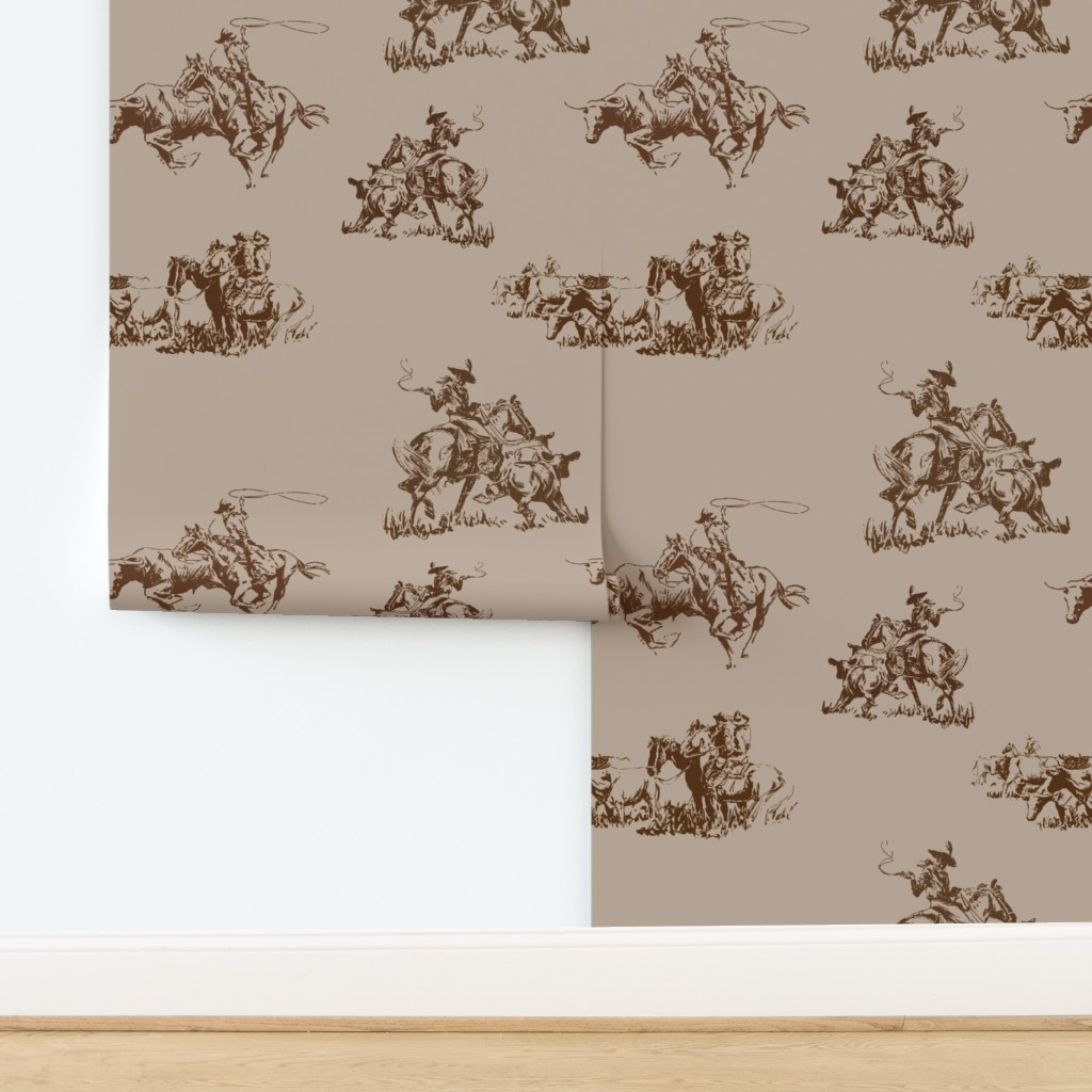 Wallpaper in Cowboy Toile - Warm | Spoonflower