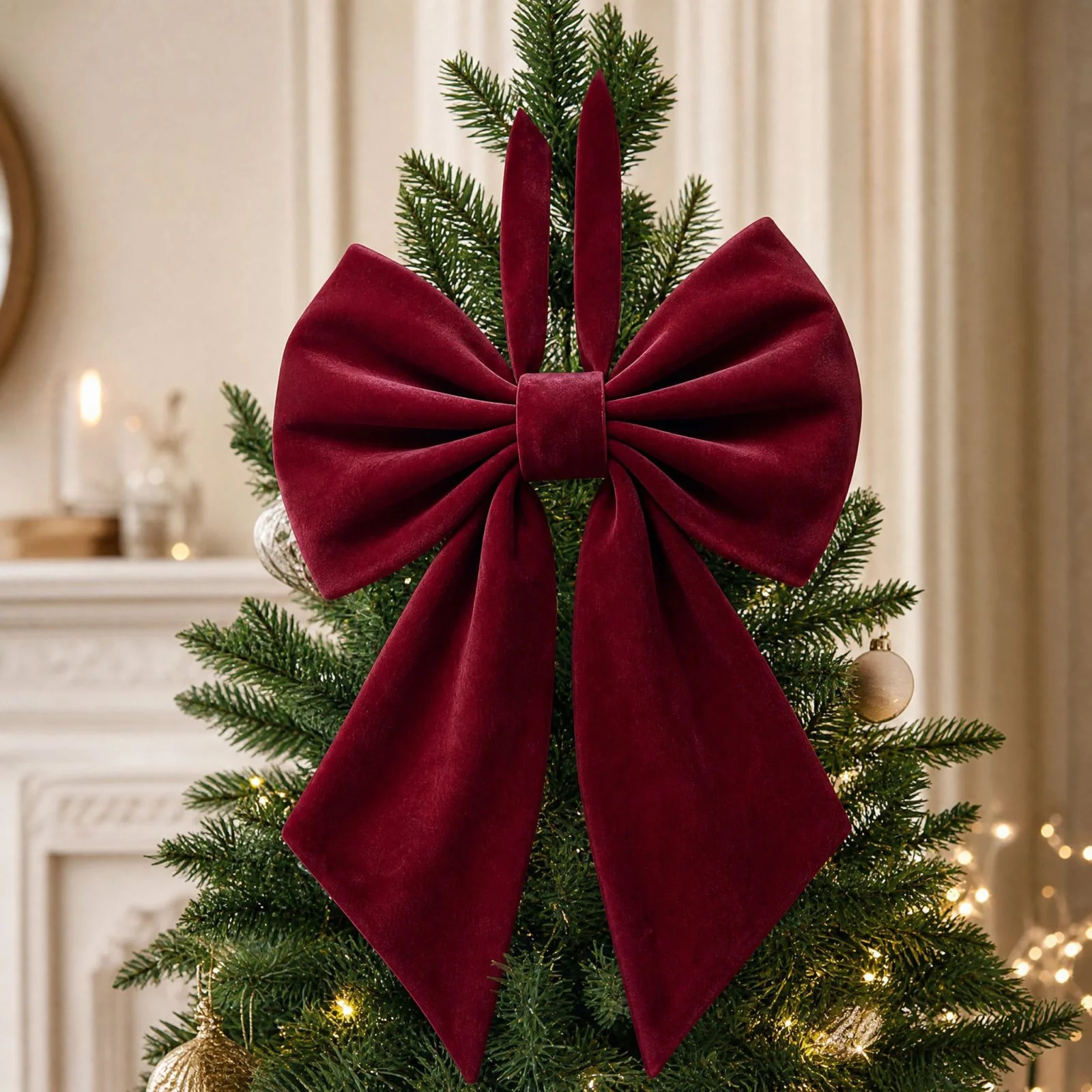 Burgundy Velvet Large Bow Christmas Tree Topper Bow for Home Decoration Christmas Decor Gifts | Wayfair North America