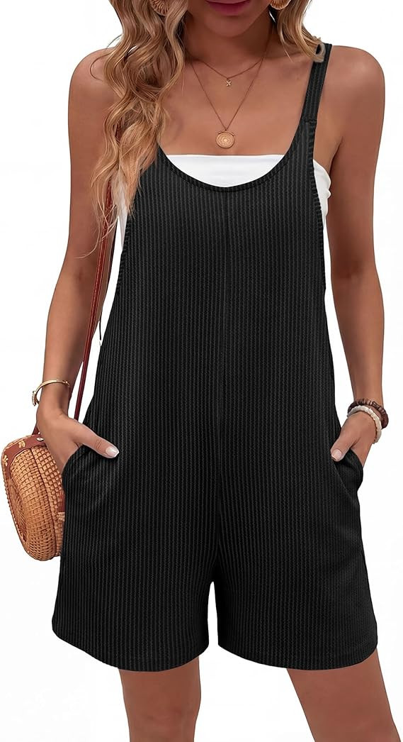 Ekouaer Rompers for Women Casual Loose Sleeveless Overalls Shorts Knit Jumpsuits 2026 Summer Vaca... | Amazon (US)