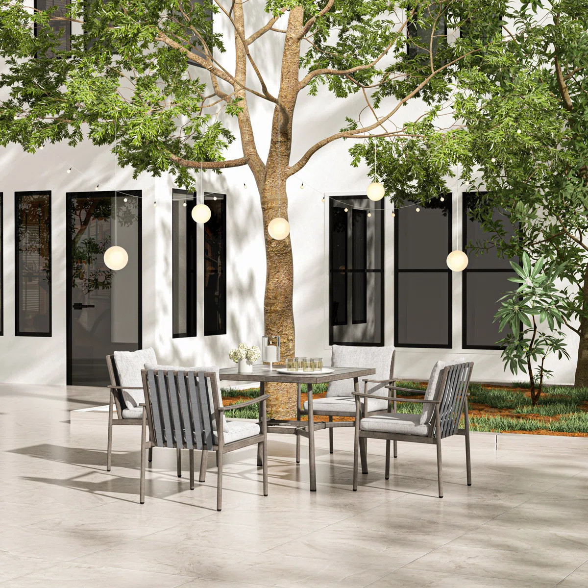 Kashanti 4-Piece Outdoor Dining Chairs with Cushions (Set of 4) | Wayfair North America