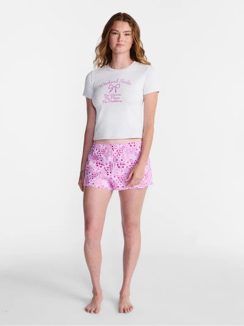 No Boundaries Sleep Tee with Short Sleeves, Women's XS-XXL | Walmart (US)